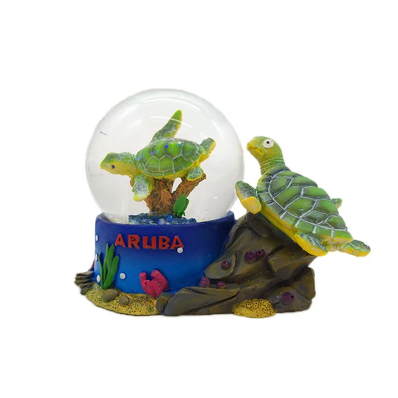 Cheap Personalized Custom Made Turtle Designs Beach Sand Polyresin Water Ball Souvenir Resin Snow Globes