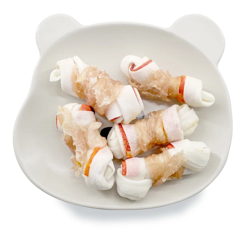 Natrual Flavor Chicken Meat Wrapped Rawhide Bones Teeth Clean Breath Fresh Dog Chews Healthy Dog Treats Wholesale Pet Snacks 5g