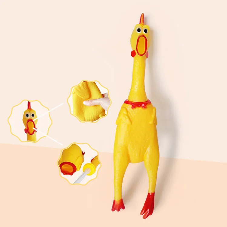 Wholesale OEM Custom Soft Screaming Bite Resistant Squeaking Rubber Chicken Toy For Dogs