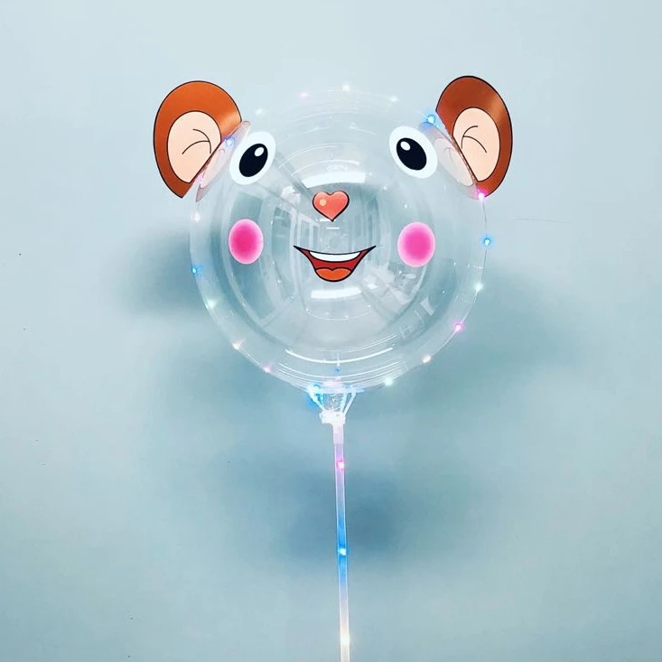 Unique Creative Gender Reveal Luminous Bobo Balloons with Stick Normal Air Helium Hydrogen Transparent Round or Customized Pvc