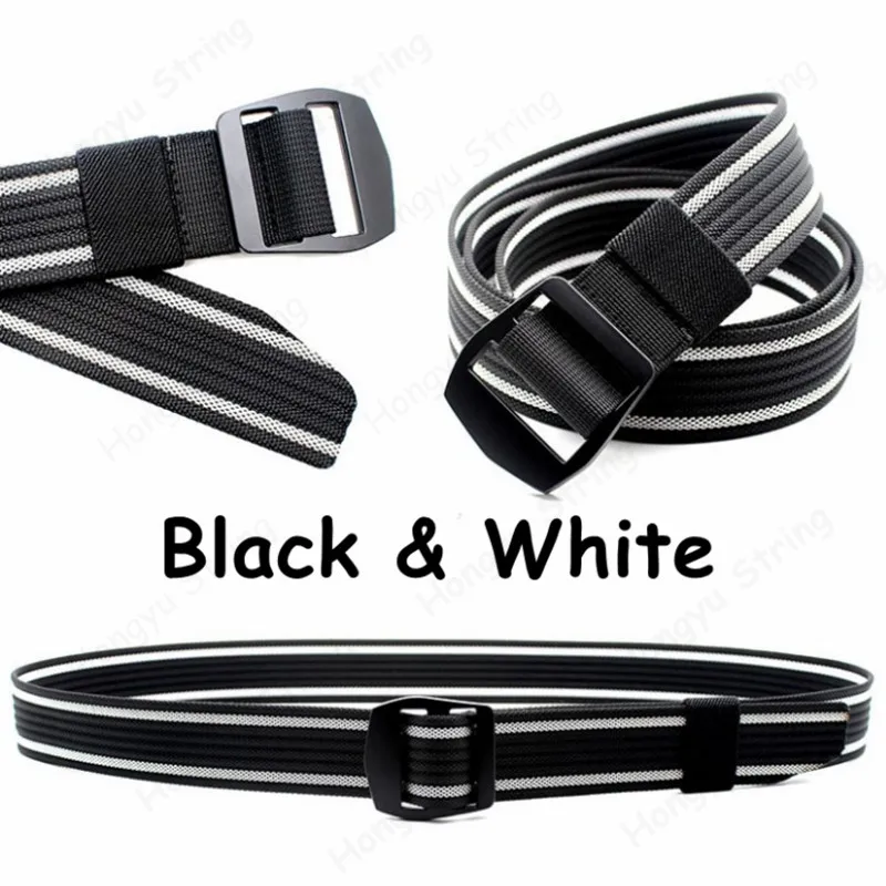 Colorful  Flat Braided Webbing Mens Canvas Belt  With Black Buckle