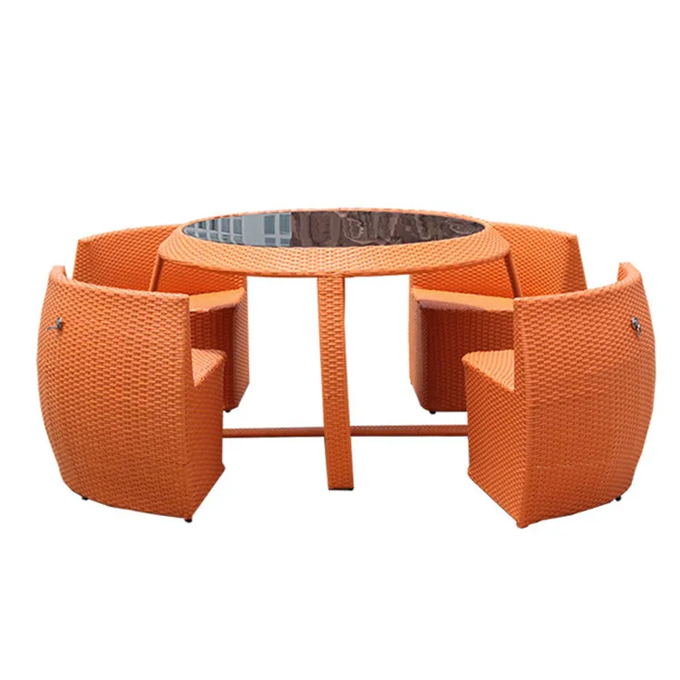  Garden Rattan Space Saving Dining Chair Table Handmade Wicker Outdoor