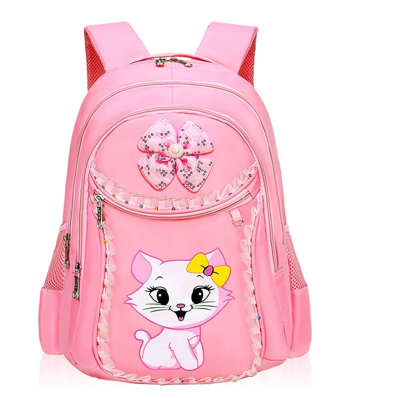BSCI Factory Fashion Nylon Backpack Cute Cartoon Patterns Style Three Pieces Girl School Bag Set For Kids Dropshipping