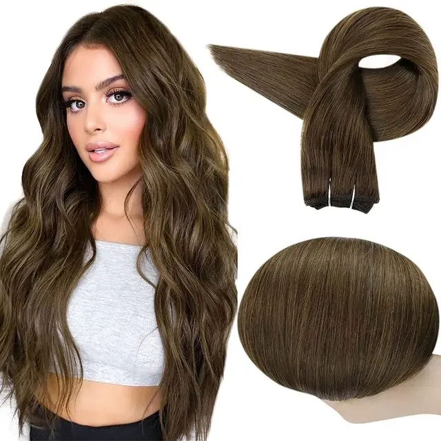 12A Grade Salon Quality Dark Brown #2 #4 #6 Color Full Soft Virgin European Human Hair Weft Hair Extension Bundles For White