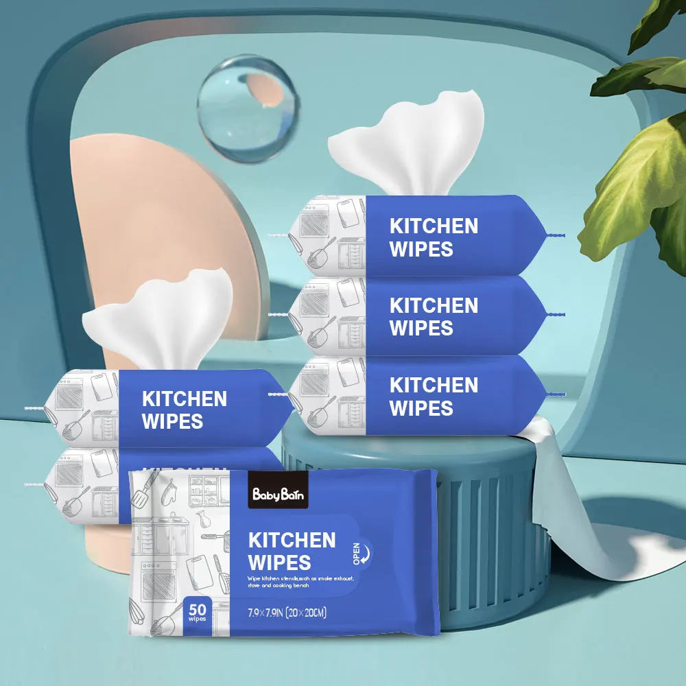 Custom disposable 80 pcs nonwoven kitchen cleaning wet wipes for household ues