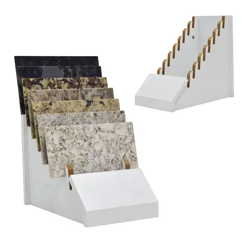 High quality marble countertop display stand natural stone quartz artificial stone and quartz table display rack