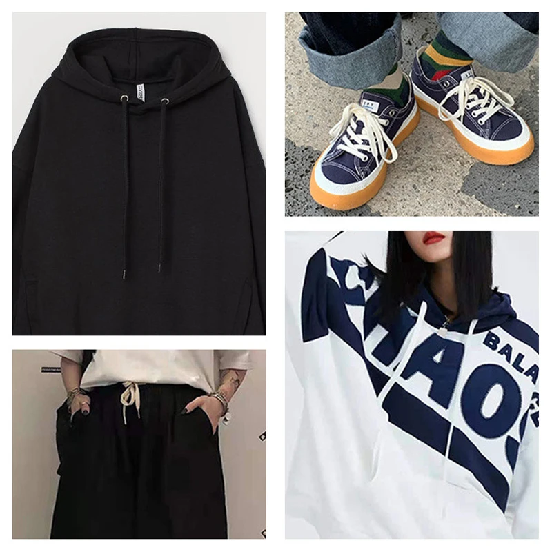 Custom Color Elastic Cotton Braided Drawstring Cords Flat and round Shape for Clothing Hoodies Durable Metal Draw Cord