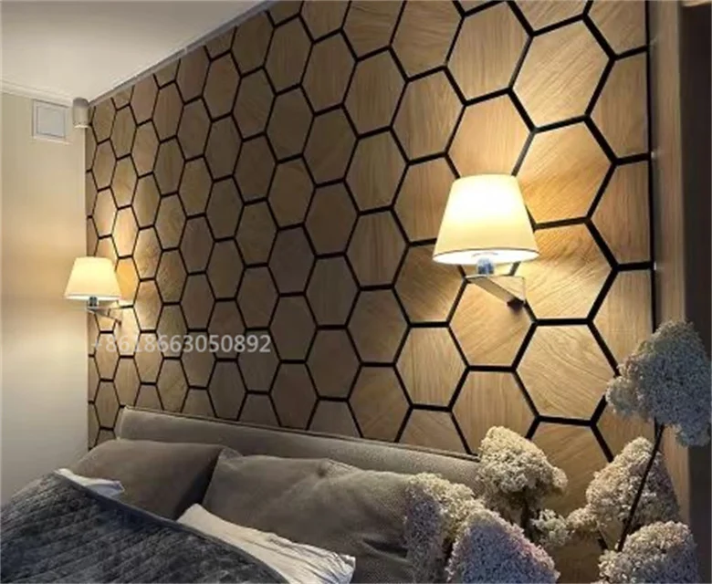 Manufacturer Hexagonal acoustic panels Polyester Fiber Board polyester acoustic panel Soundproof wood acoustic MDF akupanel