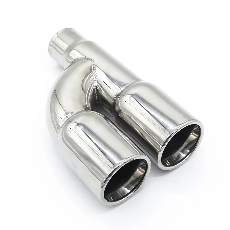 slant cut curling edge double outlets muffler end tips SS304 exhaust tail pipe for universal car