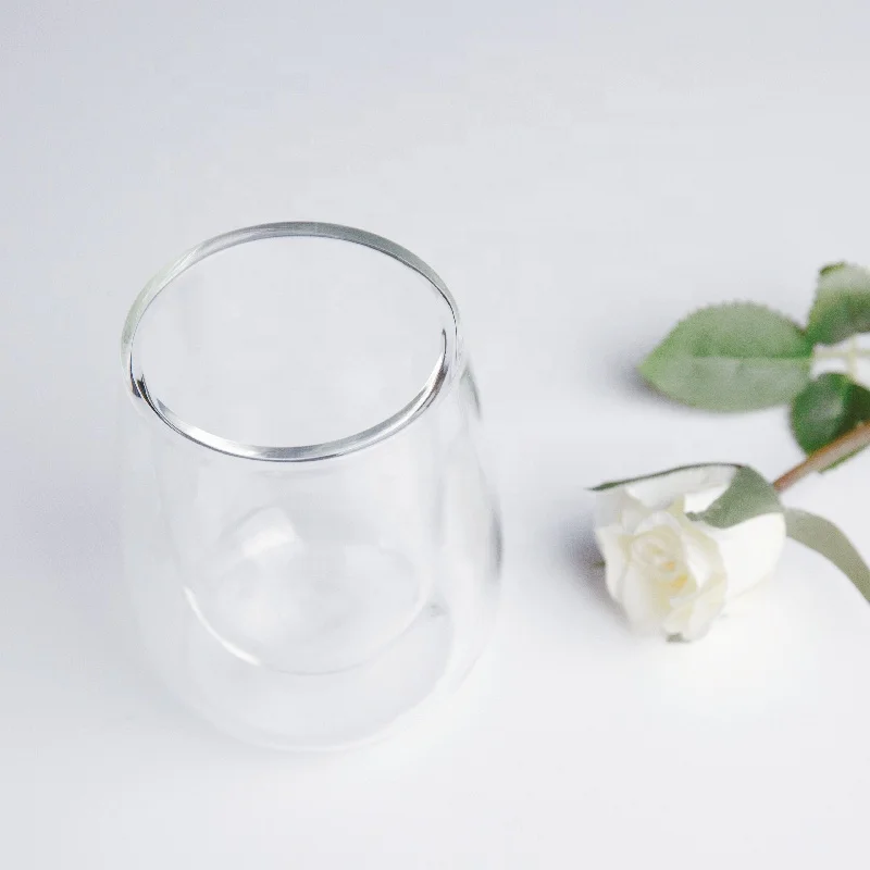 personalized glass double wall tea cup set