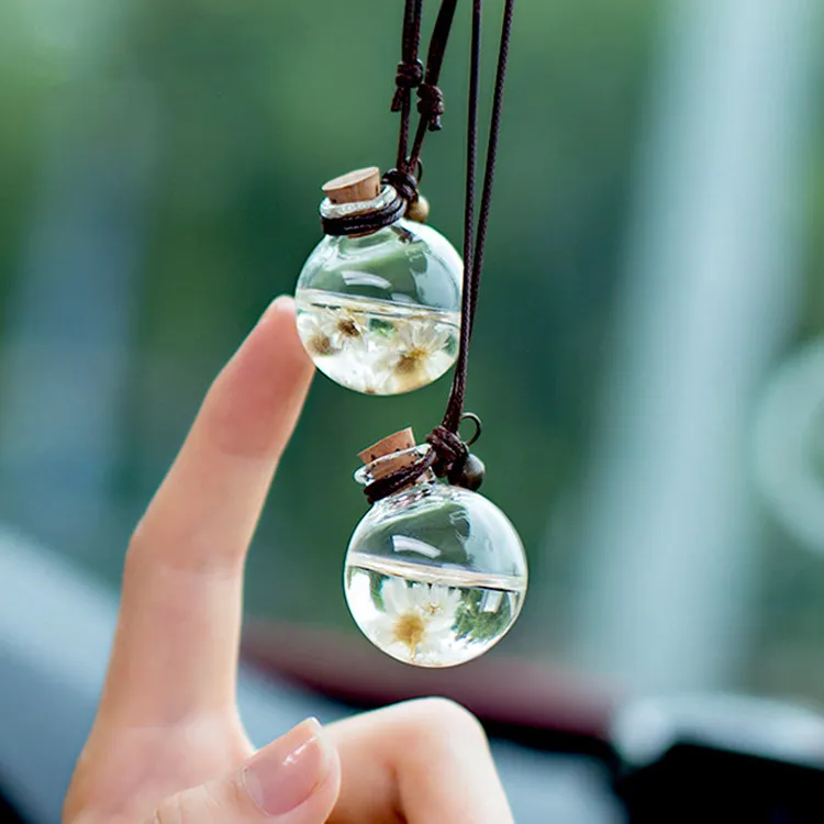 New Design Glass Air Freshener Unique Car Perfume Diffuser Bottle Pendant