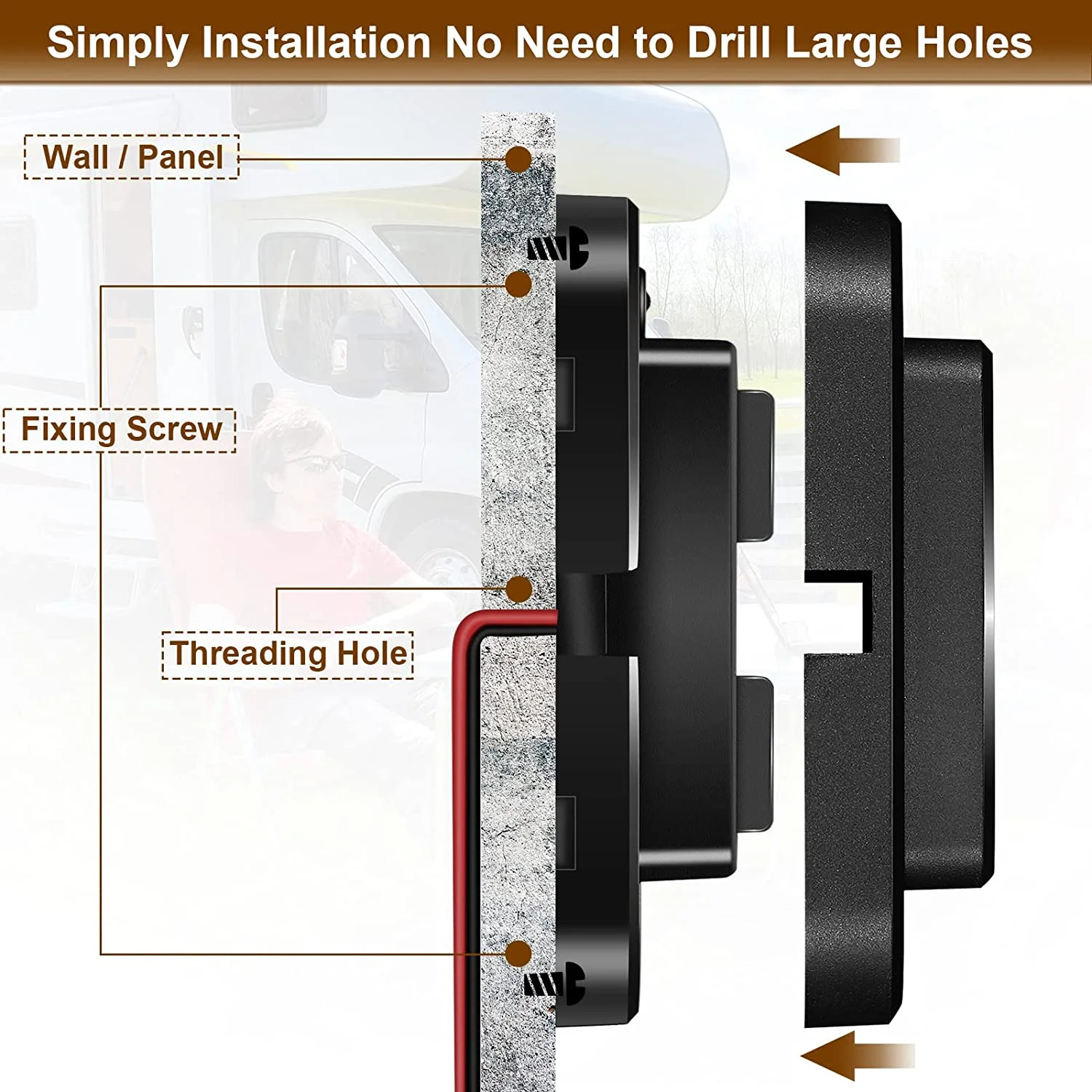 YUJIE Auto factory 12V/24V RV USB Outlet Car Boat Vehicle Bus RV ATV Phone Charger Adapter Panel Dual QC 3.0 Car Charger Socket