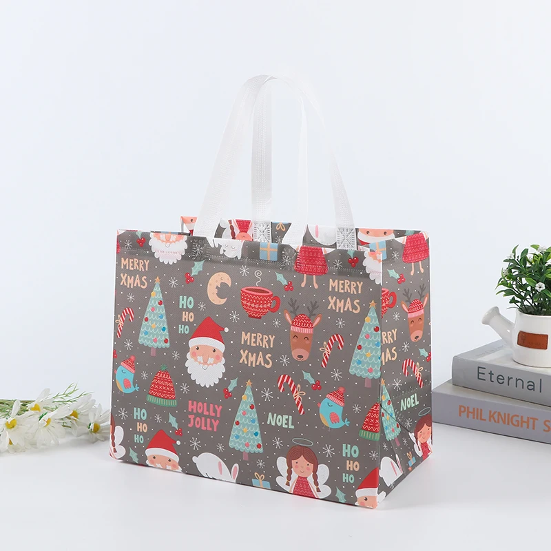 Christmas gift bag PP laminated full color printing non woven custom bag non woven tote bag
