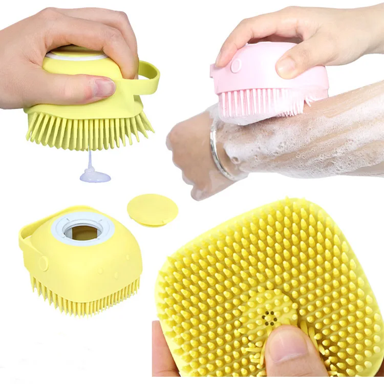 
New Design Custom Silicone Bath Scrubber Shower Body Massager Cleaner with Liquid Container Silicone Body Brush 