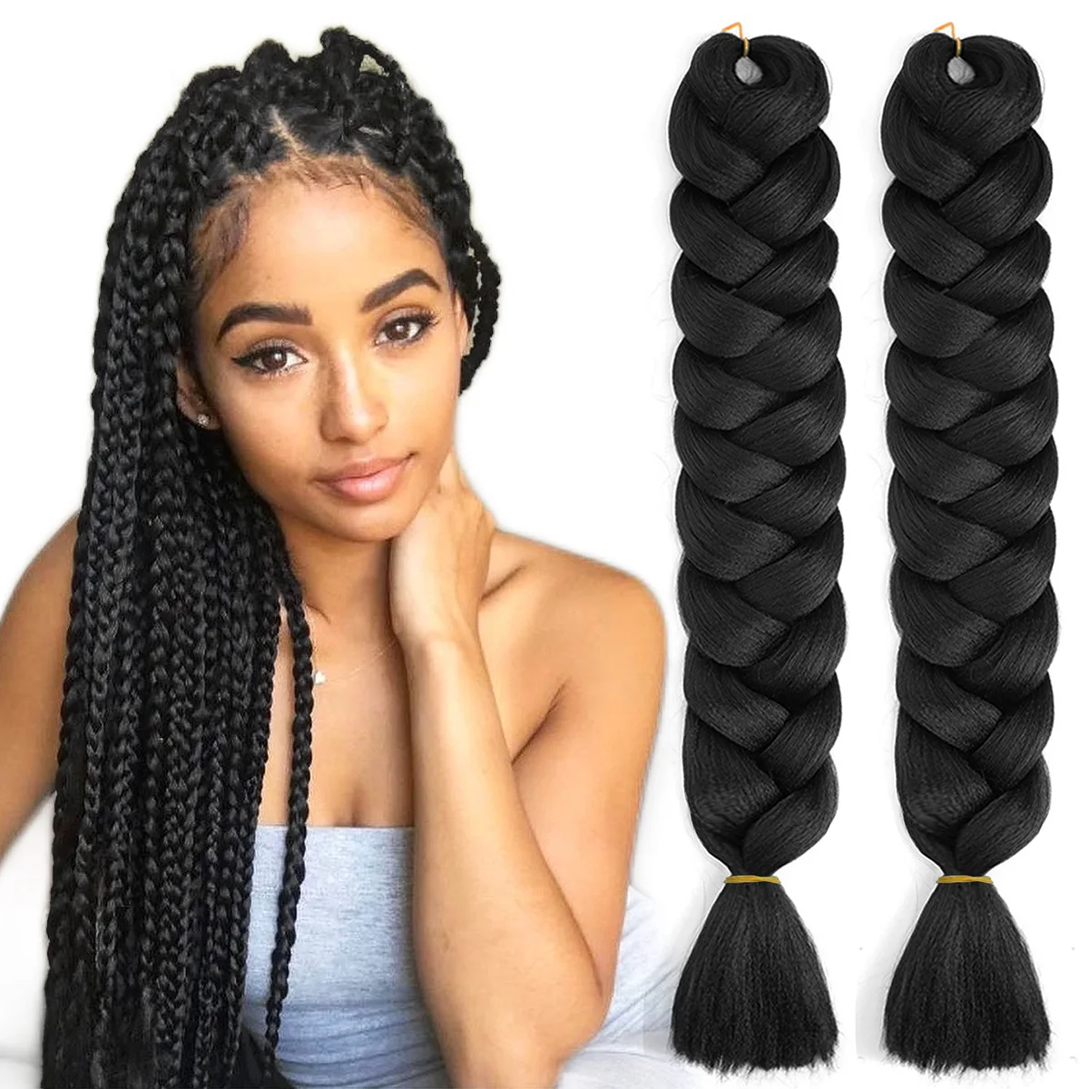 41 Inch Bigger Ombre Jumbo Braiding Synthetic Hair 165g Pre Stretched 82 Inch Crochet Hair Extensions For Box Twist Braids