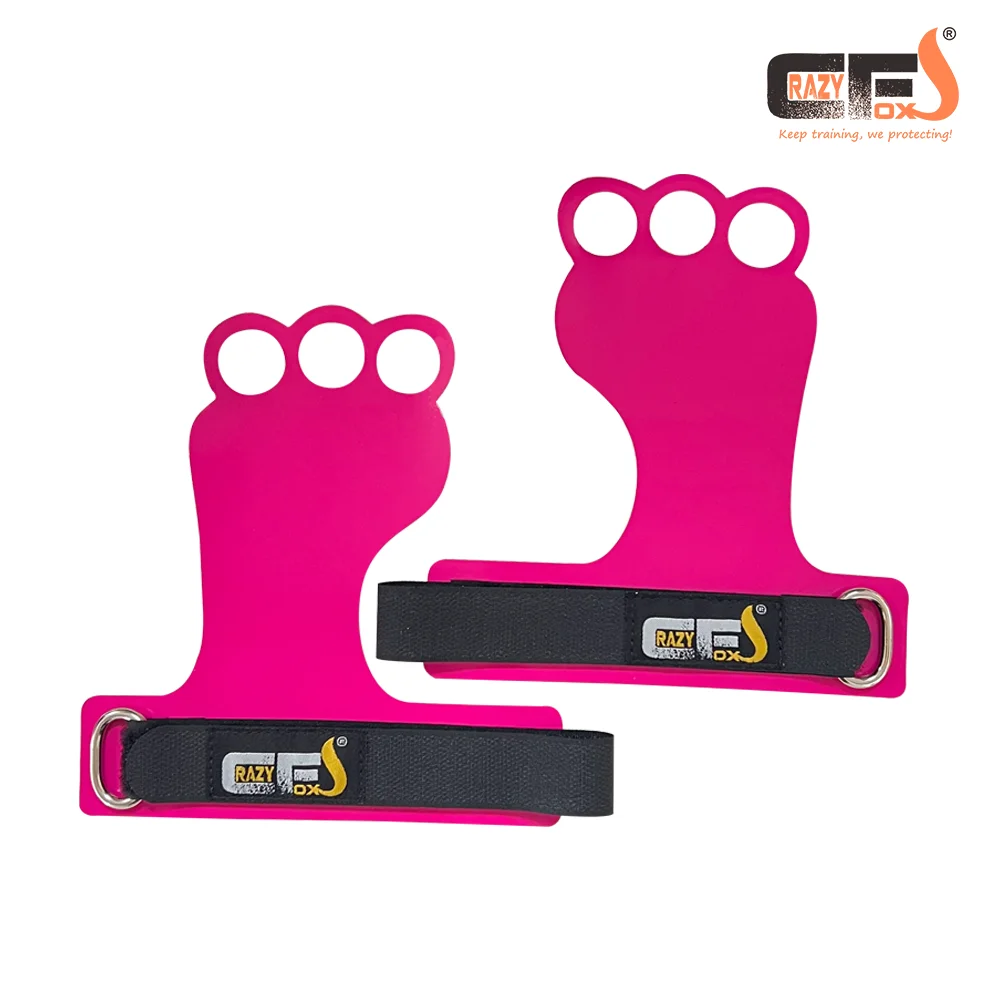 Frog 3 Holes Microfiber,Carbon,Rubber,Hypalon,Gymnastics hand Grips for Pull ups,Weight Lifting,Crossfit Training,Kettlebell