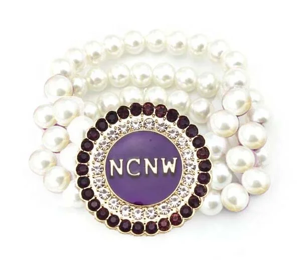 Newest Round Rhinestones Purple Pin Three string Strands Pearl Bangle NCNW Bracelet for Women Gift