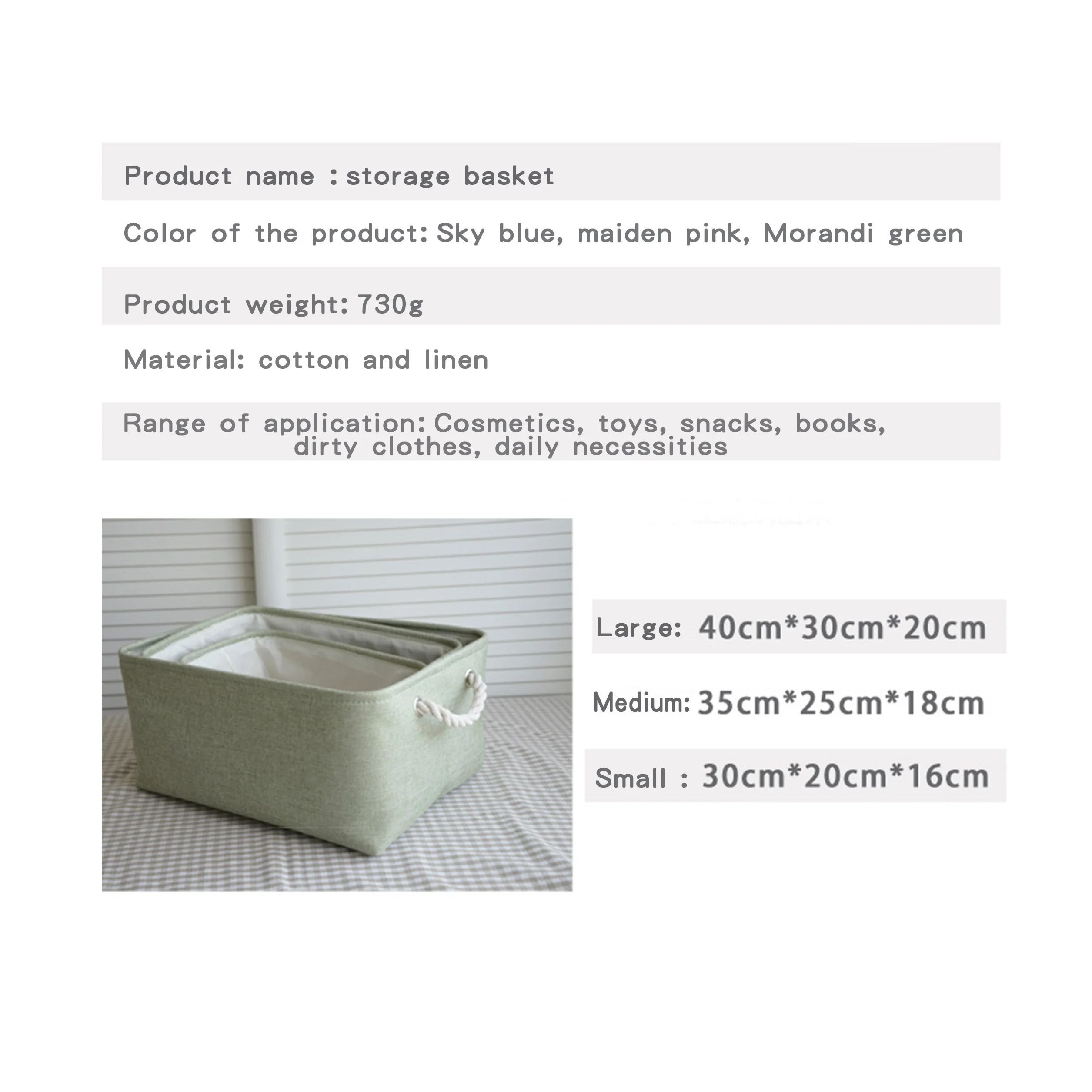 Daily Necessities Collapsible Large Houseware and Office Fabric Storage Box for Home Organizer Foldable Square Modern