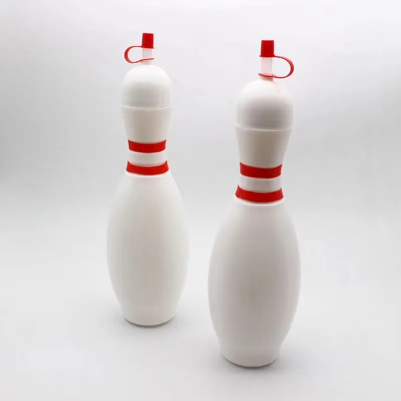 Wholesales Plastic bowling pin cups bowling pin shaped water bottle with straws and lids