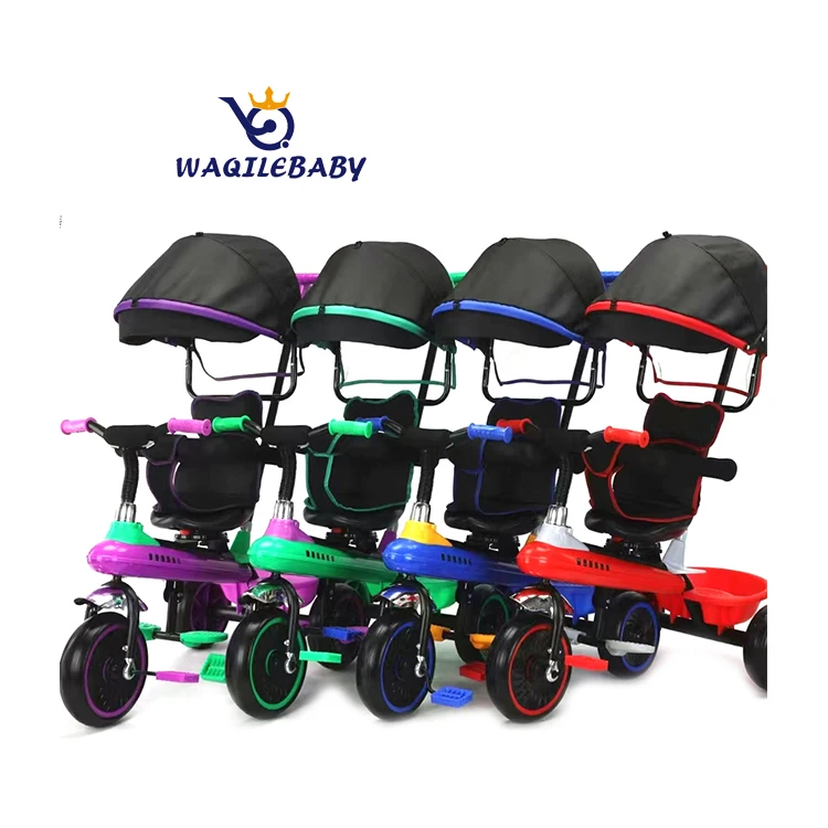 WQL wholesale three wheels 4 in 1 kids tricycle pedal bike child rickshaw baby tricycle