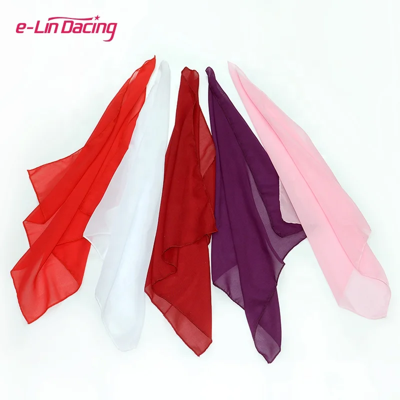 Sports Dance Interactive Handkerchief 51cm Square Belly Dance Chiffon Veils Square Scarf Folk Dance Yangko Props Handkerchief