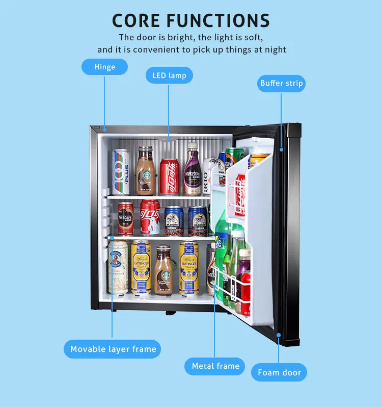 Mini 60L Hotel Compressor Free Mini Bar Refrigerator Small Hotel Room Refrigerator