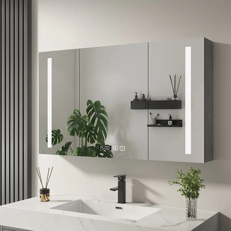 Factory Modern Vanity 3 Doors Medicine Cabinet Aluminum Frame Bathroom Mirror