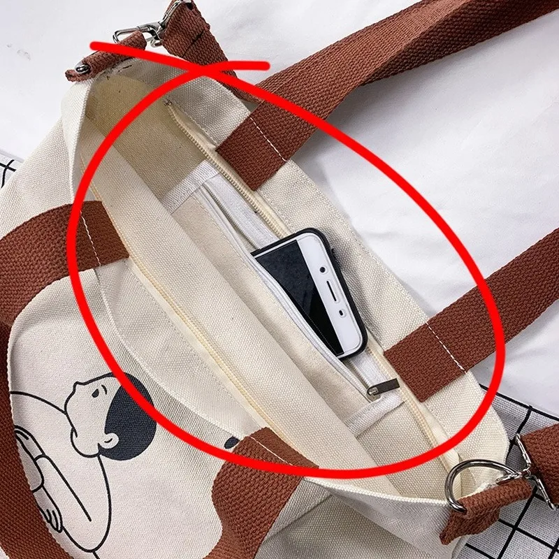 New style custom printed logo tote shopping cotton canvas bag female canvas Ins cute large with handle cross body bag