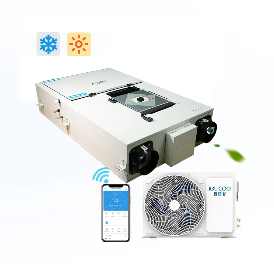 IGUICOO Home Mechanical Air Slim Design Erv Hrv Heat Energy Recovery Exhaust Ventilation System With Preheating And Precooling