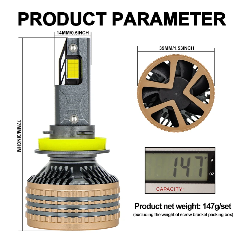 Y4D car led headlight 400W high power super bright 4 copper tube h7 led headlight bulb h11 h4 9005 for honda fit vw polo lamp