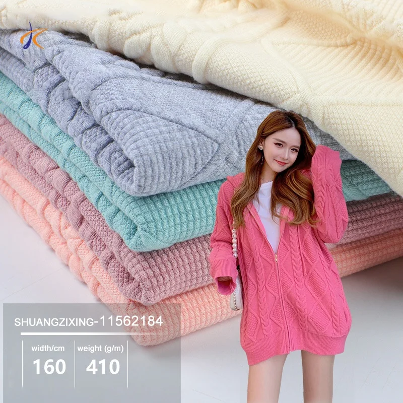 Wholesale thick soft textured knitted wool jacquard ladies dress 96 polyester 4 spandex fabric