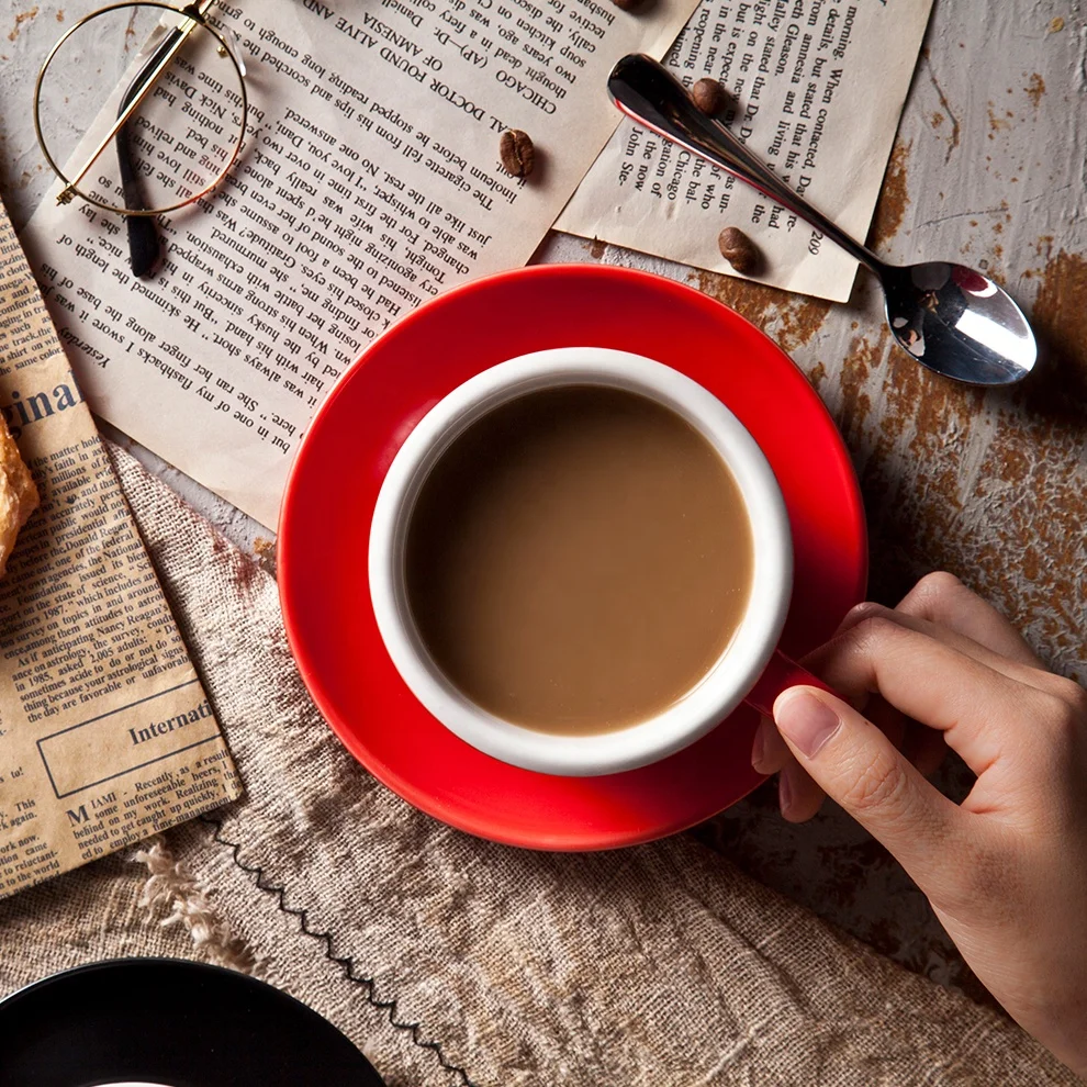 Factory High Quality Custom Juego De Tazas Para Cafe Con Logo Ceramic Coffee Mug Cup with Saucer Set