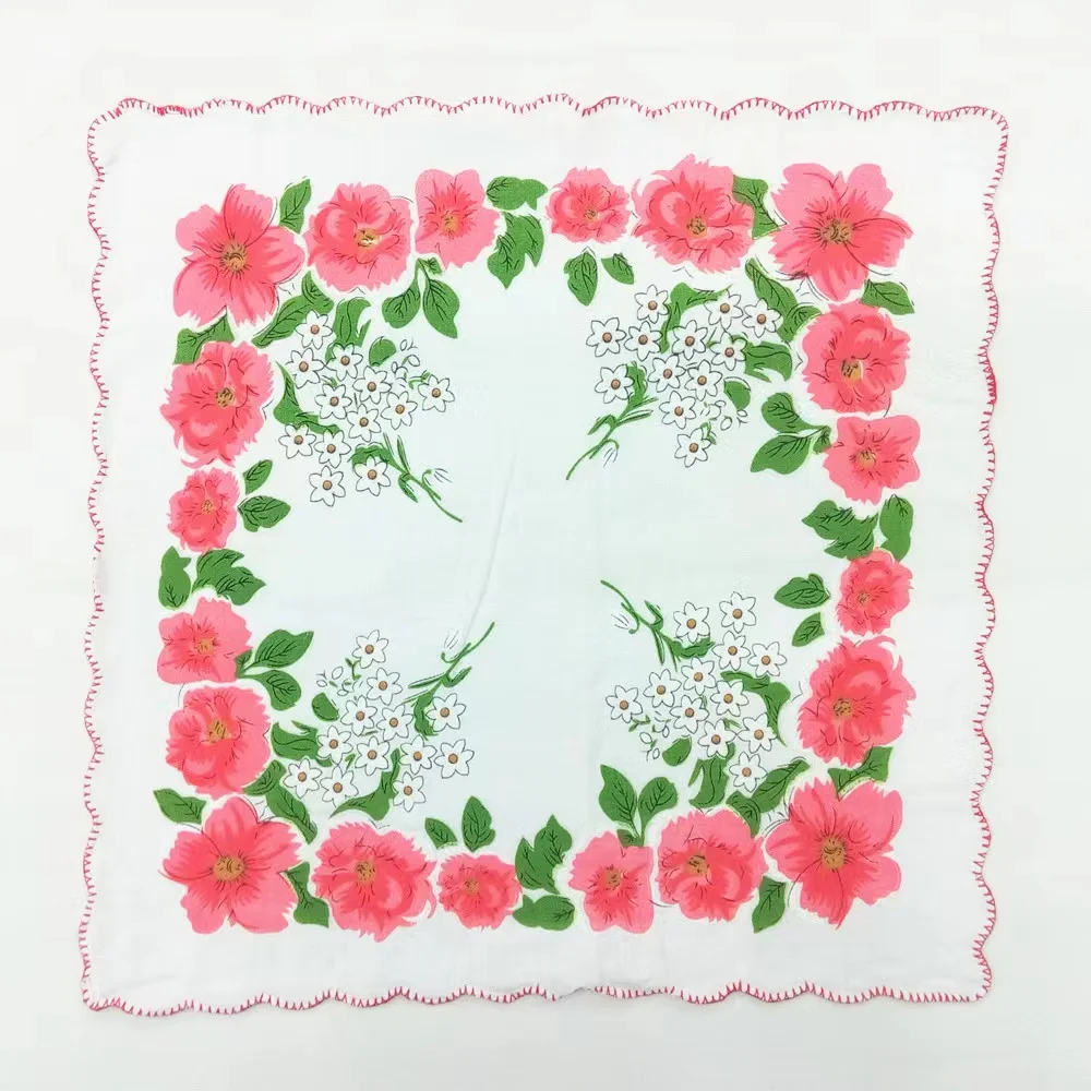 Cotton Handkerchief Floral Embroidered Fashion Women Handkerchiefs Flower Lady Hankies Mini Square Scarf Pocket Towel