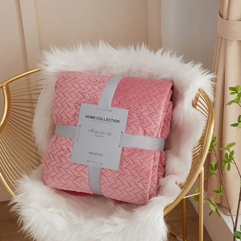 WW-789 Premium Quality Coral Custom Super Soft Fleece Throw Gift Conditioning Blanket Solid Color