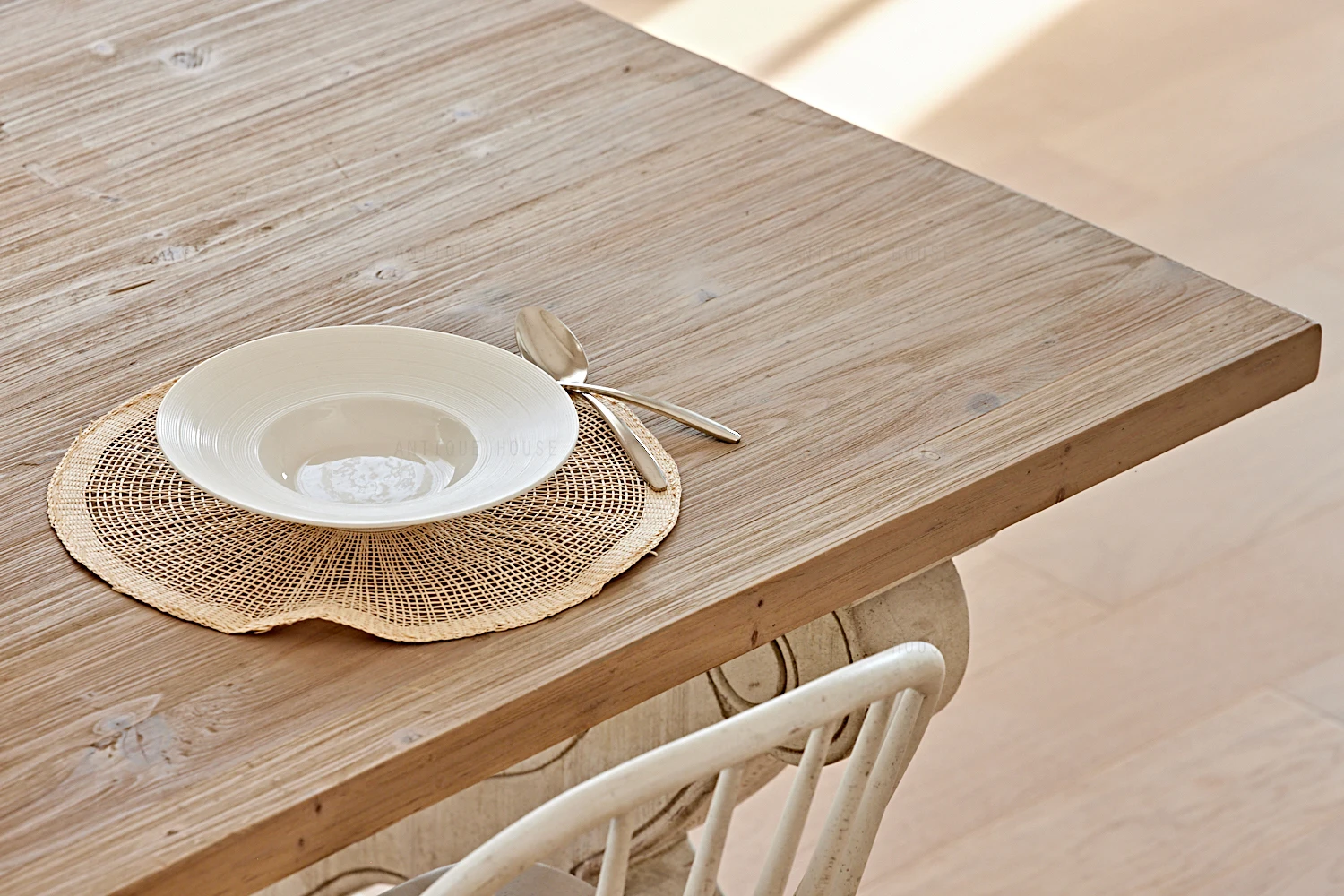 French Vintage Kitchen Furniture Natural recycled pine Handmade Dining Table Dining Table Set 6 Seater