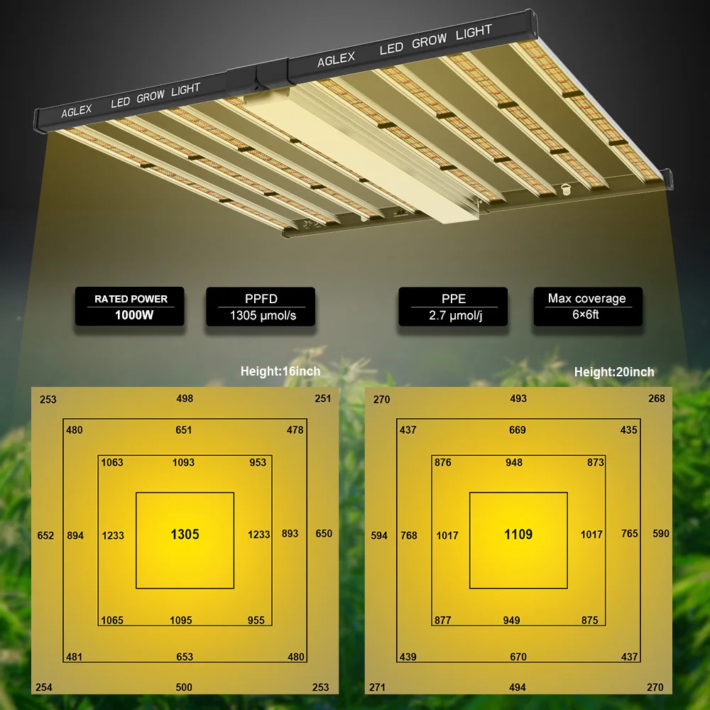 AGLEX High PPFD Waterproof Full Spectrum Led Grow Light Bar 1000w for Hydroponic Indoor Plants Equal Hps 1000w