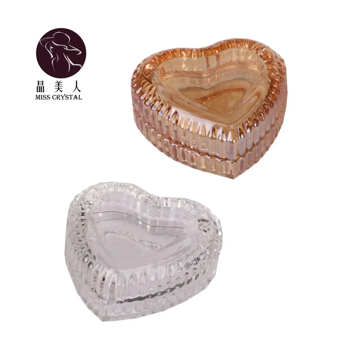 Boreal Europe Style Love Heart shape Clear Glass Jar Storage & Jars with lid For Wedding and Party Glass Storage Jar