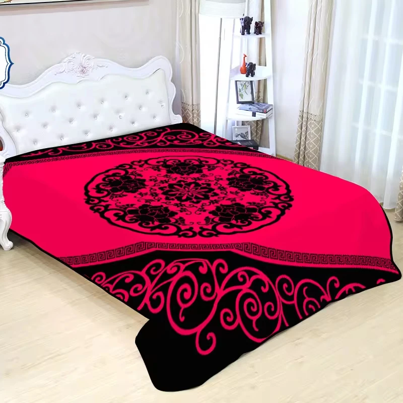 100 % Polyester 1 side embossed South African style  korean 2ply mink  raschel  blanket