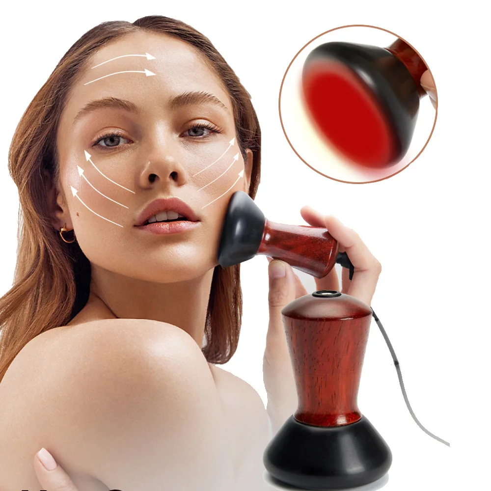 Portable Bianstone Eye Face Gua Sha Massager Natural Hot Stone Electric Massager for V Shape Face Lifting