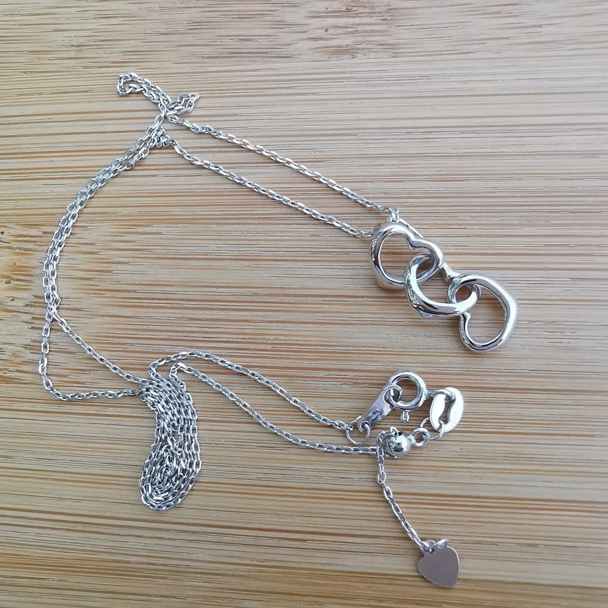 
Solid 925 silver pendant heart shape plated by rhodium three hearts charm necklace pendant nickel free 