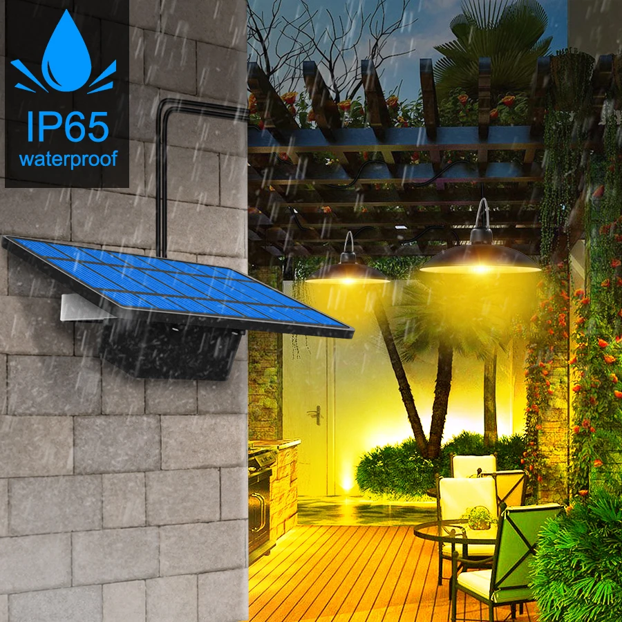 IP65 Waterproof Double Head Solar Pendant Light Outdoor Indoor Solar Lamp Shed Lights For Garden Yard