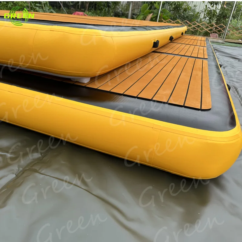 Green float boat dock ramp floating mats inflatable treasure island bouncer float dock platform