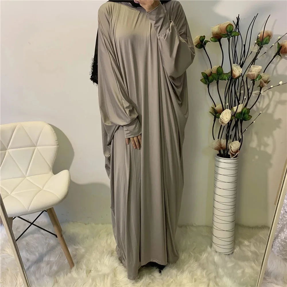 Plus Size Middle East Pure Satin Robe Abaya Dubai Elastic Wear Islamic Muslim Clothing Jilbab Prayer Abaya Dress Salwar Kameez
