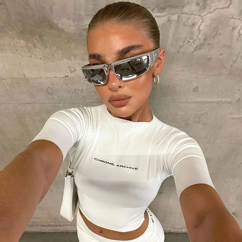 2024 New Y2K Sports Sunglasses Women Brand Designer Punk Goggles Sun Glasses Men UV400 Shades Mirror Colorful Fashion Eyewear