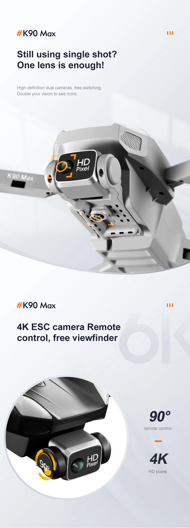 Profesional K90 Max 4K Dual Camera Drone Beginner 28 Minutes Long Range Flight Time Headless Mode Brushless Motor FPV Drone