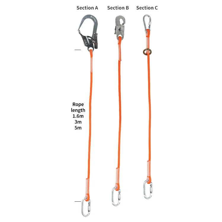 fall arrest safety lanyard with snap hook carabiner for working at height construction