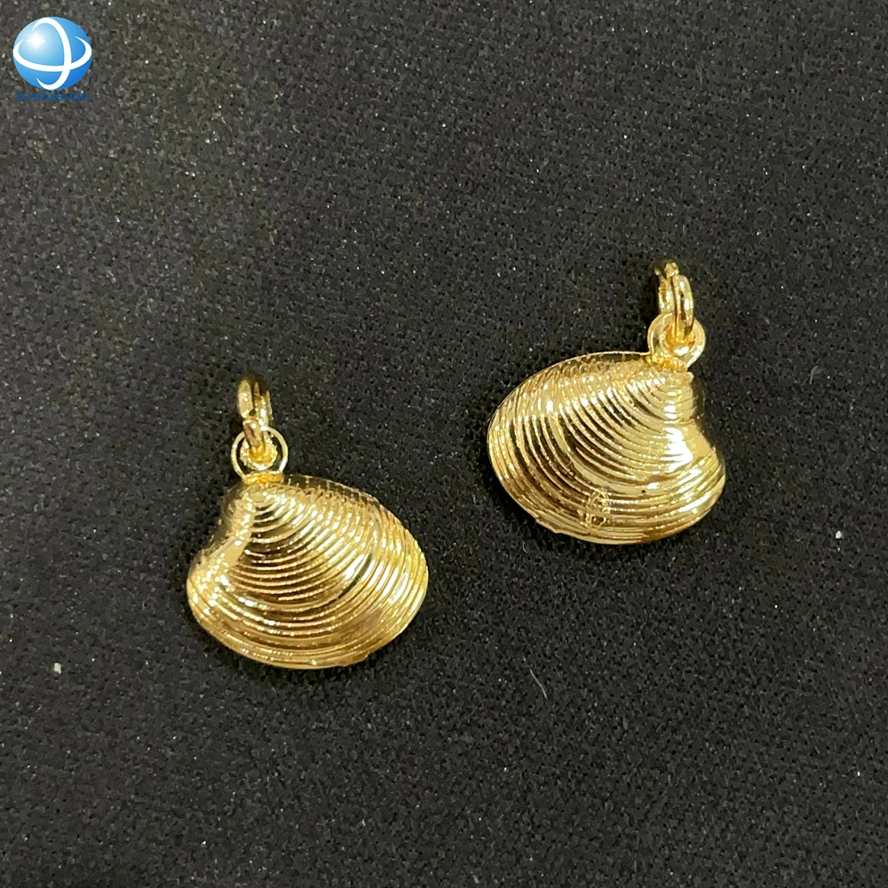 Unique Double-sided 3D Copper Scallop Shell Bikini Charms Gold Tone Sea Star Cupid Pendant Swimsuit Clasp For Beach Babes Jewel