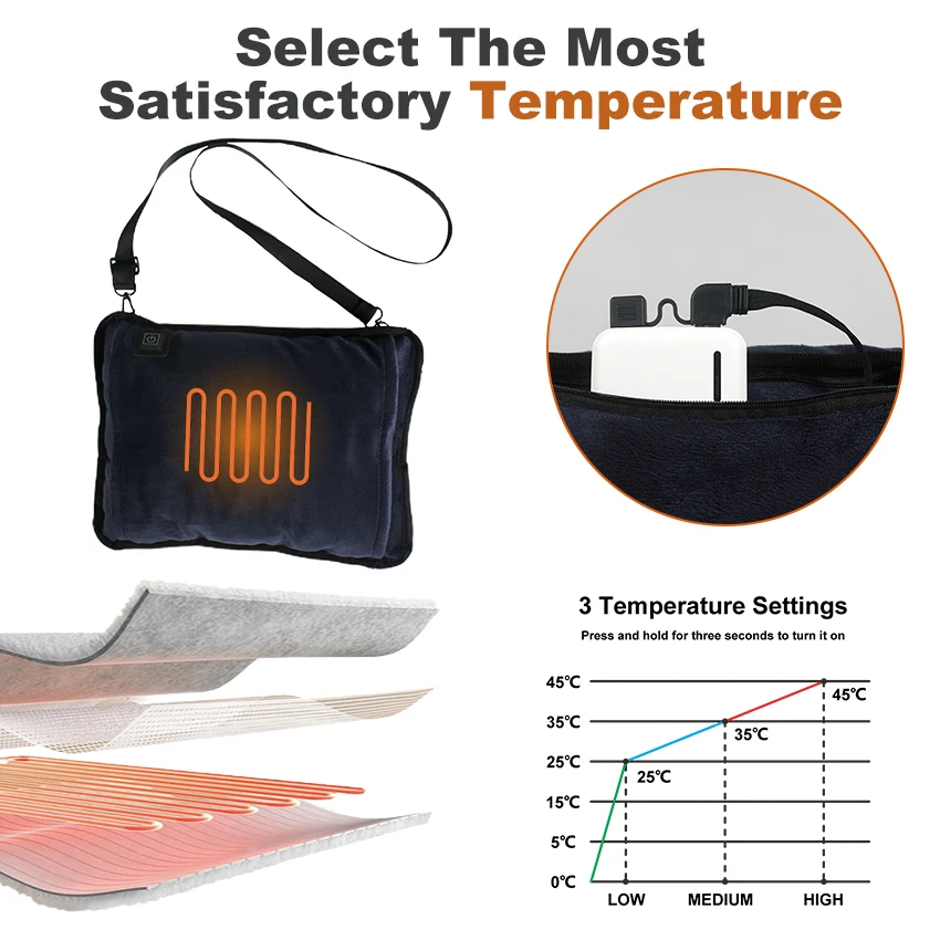 Hand warmers Rechargeable Portable Graphene Heated Gloves Handwarmers Bag with Fast Electric Heating Pouch