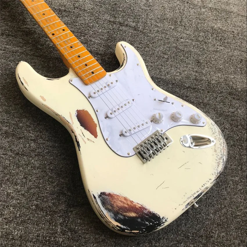 Cream heavy Relic vintage style hand made rosewood fretboard electric guitar electro electrique guitare guiter guitarra gitar