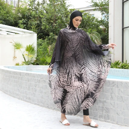 New products muslim swimwear 4 pcs long sleeve print burkini full covered islamic burkinis women muslim hijab borkini